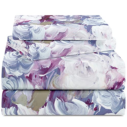 Yiyea Floral King Size Sheets Set - 1800 Thread Count Brushed Microfiber Floral Bed Sheets For King Size Bed - Extra Soft, Deep Pocket, Shrinkage And Fade Resistant - 4 Piece Set (King) #TOP7