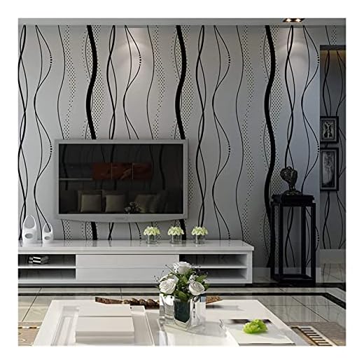 SHU Yanhui-lzc svart grå randig tapet modernt sovrum böjd randig tapet vardagsrum bakgrund tapet för kök bänkskiva sovrum (färg: j03900, dimensioner: 10mx53cm) (Color : J03900, Size : 10mx53cm)