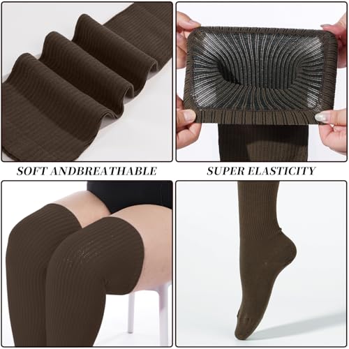 Image of Moon Wood Plus Size Thigh High Socks for Thick Thighs- Womens Knit Cotton Extra Long Over the Knee High Socks Leg Warmer