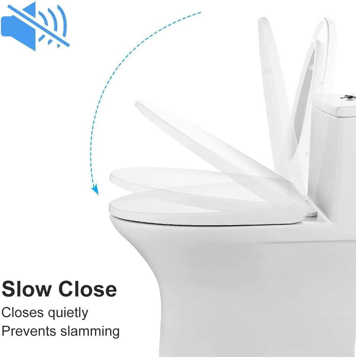 Durable plastic Extended-length Toilet Seat With Soft-close Mechanism, Featuring A Quick-release Commercial-grade White Plastic Lid Easy to clean