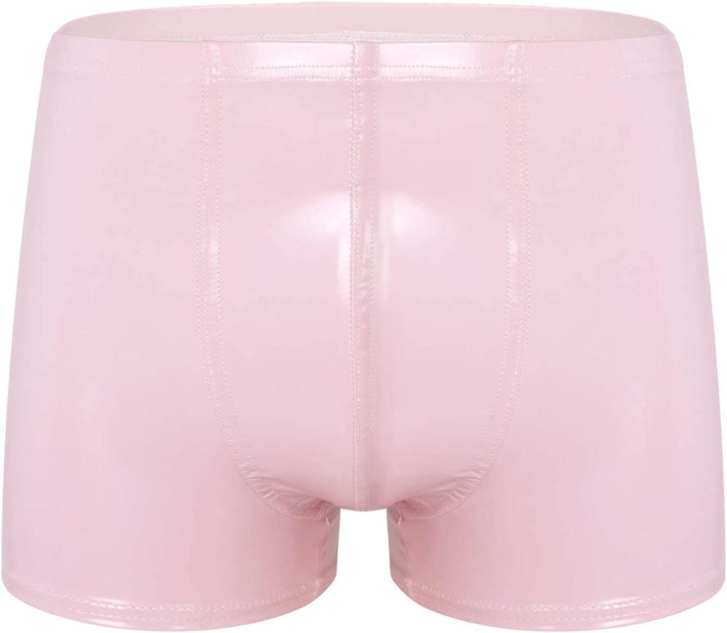 YiZYiF Men's PVC Leather Swim Trunk Boxer Briefs Colorblock Shorts Gay Stage Clubwear Underwear