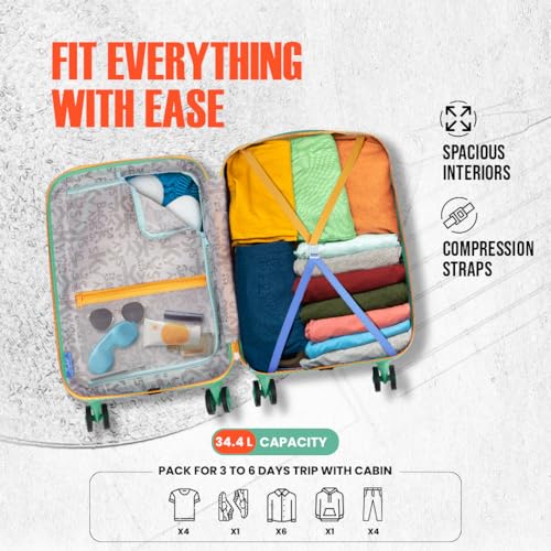 Image of Skybags Polycarbonate (Pc) Graphiq Cabin 55 Cm(Small) Trolley Bags for Travel Hard Case 8 Wheel Spinner Luggage, Lightweight Bag with TSA Lock & Scratch Resistant with 5 Years Warranty (Marine Green)