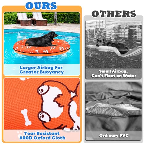55'' x 35'' Dog Pool Float, Dog Floats for Pool, Inflatable Pool Floats for Dogs for Small Medium and Large Dogs for Lake River Pool Scratch Resistant by UJG - Image 4
