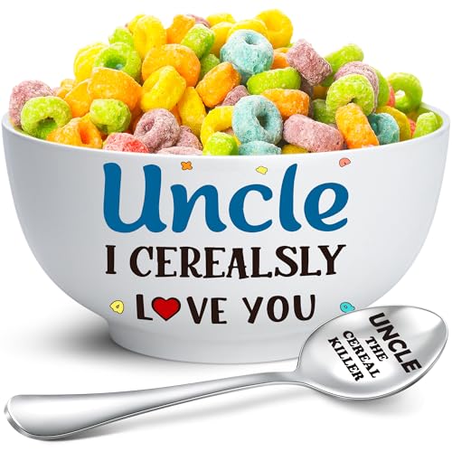 GwhyGifts Uncle Gifts for Birthday Christmas Fathers Day,Best Uncle Ever Gifts from Niece Nephew,Unique White Elephant Gift Ideas for Men Him,Funny Cereal Bowl and Cereal Killer Spoon Sets Present