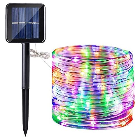 DINOWIN Solar Rope Lights, 200 LEDs 72ft/22M Waterproof Copper Tube Wire String Lights for Garden,Yard, Path, Fence, Stairs, Backyard, Patio Decorative (Multicolor) Cover