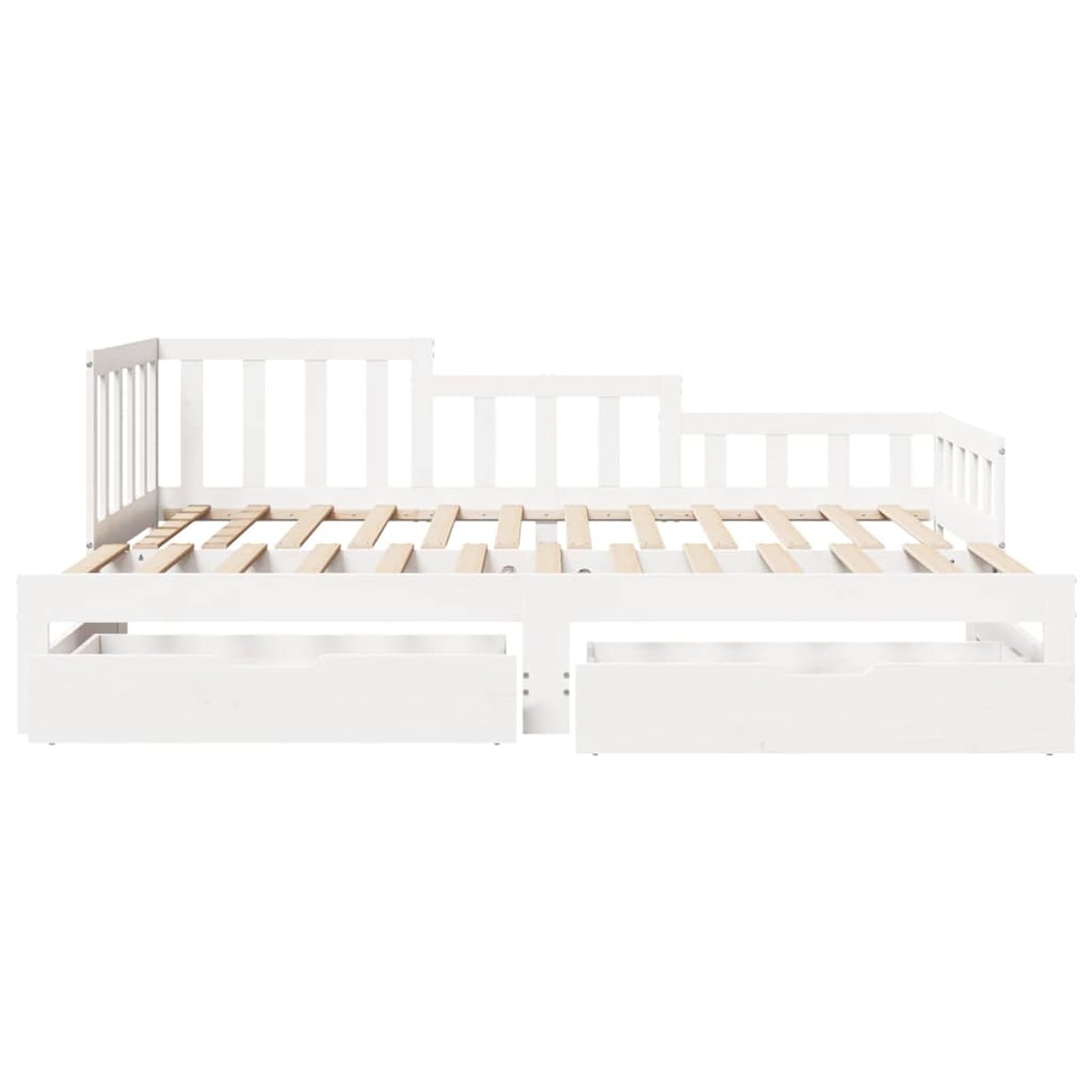 ATOMSTACK MAKER Sofa Cama Plegable 2 en 1 Con Cajones de Almacenamiento, Estructura de Madera Maciza de Pino Blanco, 193,5 x 184 cm (Extendido), Ideal para Salón o Dormitorio de Invitados