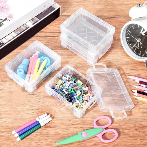 Image of Suzile 40 Pcs Plastic Crayon Boxes Holds 24 Crayon with Snap Lid Storage Container Clear Stackable Case for School Office Classroom Supplies Pen Pencil Craft(Clear)