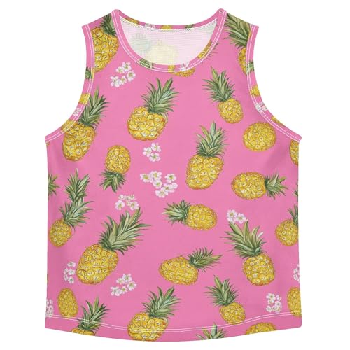 JUNZAN Funny Pineapples Fruit Pink Boys Tank Tops Sleeveless Kids Vest Work Out Clothes for Biking Surfing Vacation Swim 3T