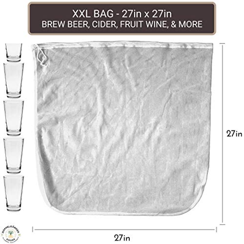 (Xxl 27In X 27In) Durable Polyester Beer Brewing Brew Bag - Designed In California - Reusable Home Brewing Strainer Bag With Easyopen Drawstring To Filter Mash, Boil And Strain Hops, Apple Cider #TOP2