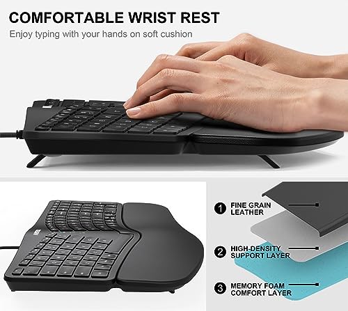 Arteck HA315B Ergonomic Usb Wired Keyboard thumb #2