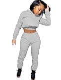 Women's 2 Piece Sweatsuit Set Long Sleeve Jogger Tracksuit Outfits 2025 Casual Crop Hoodie and Pants Matching Sets