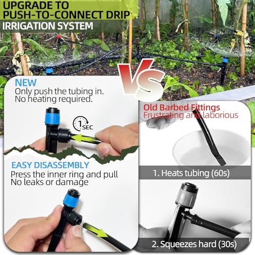 Adjustable Push-to-Connect Drip Irrigation System for Garden Raised Bed