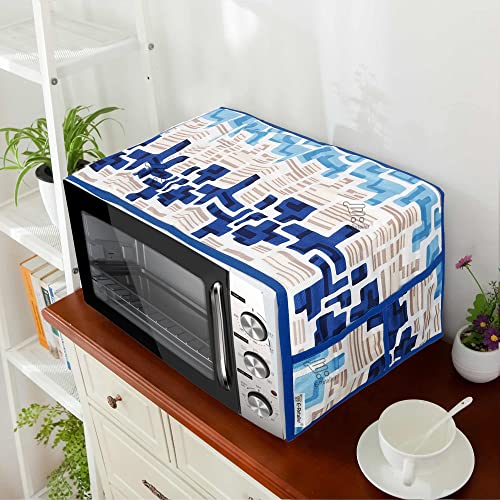 Image of Polyester 3-Layered Microwave Oven Top Cover With 4 Utility Pockets Suitable for Upto 30 Liter (Color- Blue, Size-36x14 Inches)