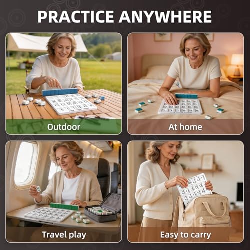 American Mahjong Practice Board | Solo Mahjong Board for Beginners & Advanced Players | Non-Slip Tile Organizer Tray with R/L/O Markers | Standard Size Mahjong Accessory for Solo Practice & Club Games by JIHUIJOY - Used condition - Image 6