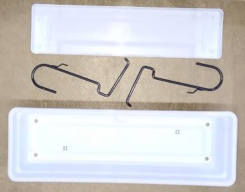 51cm Beyaz Balkon Saksısı+Demir Taşıma Saksı Askılarıyla Tam Set Küpeşteye Monte Dekoratif Çiçeklik