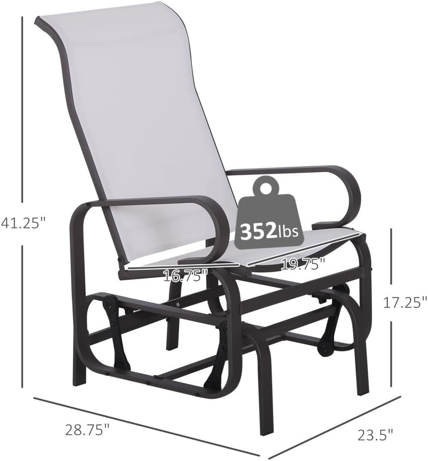 Outdoor Glider Chair with Smooth Rocking Motion and Lightweight Frame for Patio or Backyard Use