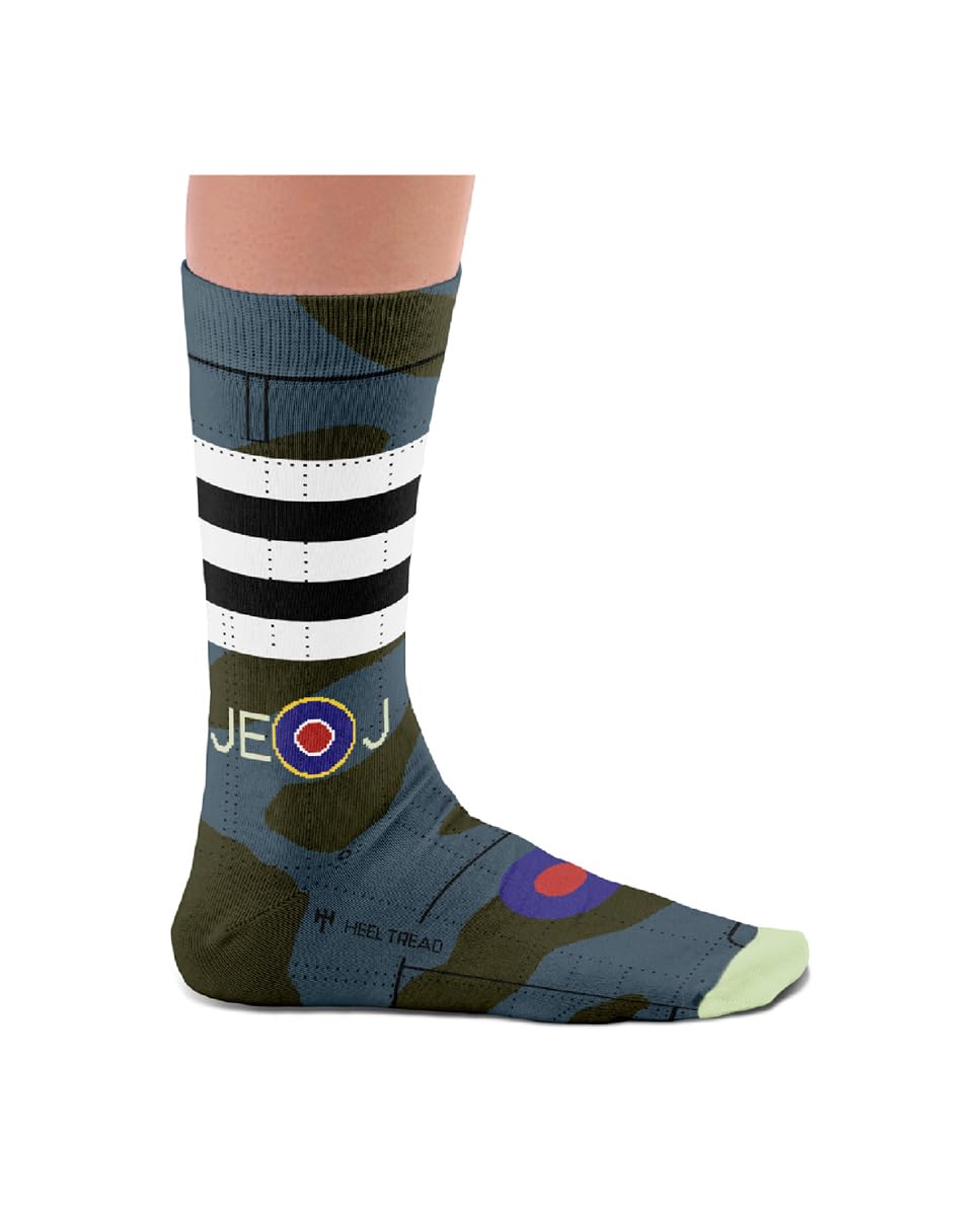 Sock Affairs Spitfire Invasion Stripes – RAF Heroes Edition – Cotton Socks with WWII Aviation Design, Gift Idea for Aviation Fans, Size 7½-11½