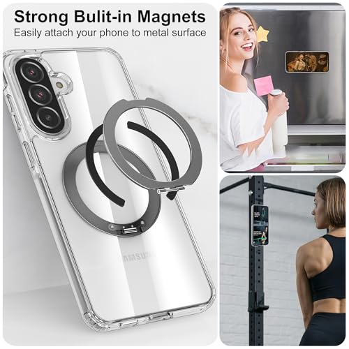 Cresee Case for Samsung Galaxy A57 5G + Screen Protector, 360° Magnetic Ring Stand [Compatible with Magsafe] [Anti-Yellowing] Clear Hard Back + TPU Bumper Shockproof for Galaxy A57 5G - Transparent by Cresee - Used condition - Image 4