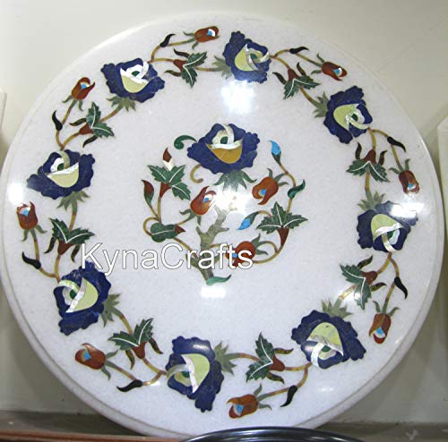 15 x 15 Octagon Shape Lapis Lazuli Stone Inlay Table Top White Marble 15 x 15 Octagon Shape Lapis Lazuli Stone Inlay Table Top White Marble