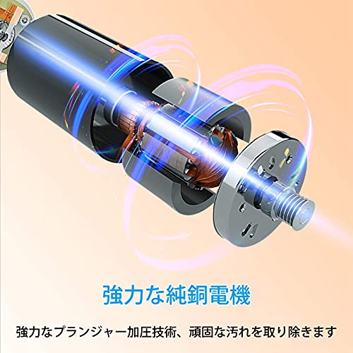 KUAMOO 高圧洗浄機 コードレス高圧洗浄機 充電式高圧洗浄機 コンパクト 軽量 1.3kg 家庭用 強力噴射 水圧22bar 噴射距離約7m 電池パック×2個・充電器【PSE安全認証済】・ケース付き 洗車 タイヤ 玄関 庭 窓 コケ 屋外 階段 お風呂 外壁 ベランダ 洗浄 掃除 黄砂対策(ブルー) 7枚目