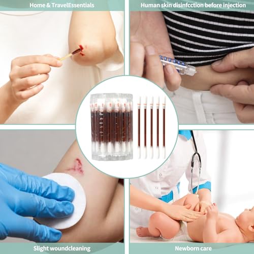 Manna MedTech Listed Item of HSA/FSA Premium Organic Cotton Iodine Swabs – Individually Packaged Snap & Flow Wound Care for Cuts, Scrapes & Burns, Travel-Friendly (100 Count)