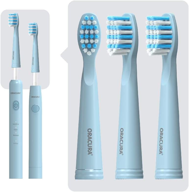 Sonic Electric Toothbrush Heads for SB100 & SB200 (Blue, Pack of 3) – Soft DuPont Bristles, Flexible Design, Prevents Tooth Abrasion, Thorough Cleaning
