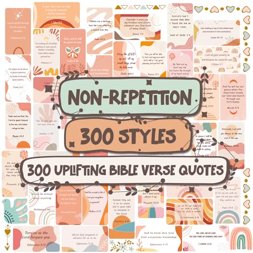zheyistep 300 PCS Prayer Cards for Women, Boho Theme Bible Verse Cards, Mini Scripture Cards with Bible Verses Inspirational Religious Christian Gifts for Women Men - Thumbnail 2