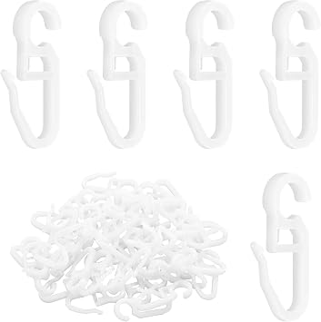 100 Pcs Plastic Curtain Hooks,Clip-on Hooks with 10mm Eyelet for Rings