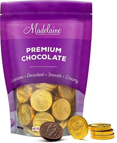 Madelaine Gold Chocolate Coins – Individually Wrapped Candy Basket Fillers – 1/2 LB Chocolates Gold Coins -Medium