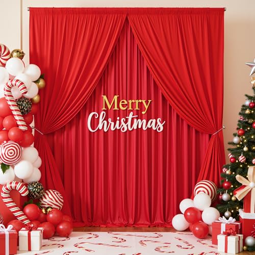 50x12 ft Red Backdrop Curtains for Weddings Parties, Birthdays and Photos by Party Village - Used condition - Image 8