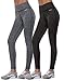 Aenlley Women's Activewear Yoga Pants High Rise Workout Gym Spanx Tights leggings Color BlackGrey+DarkGrey Size M