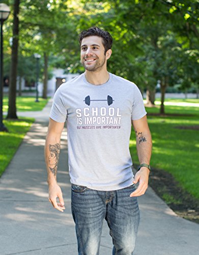 School Is Important, But Muscles Are Importanter | Funny Body Building T-Shirt-(Adult,M) Sport Grey #TOP4