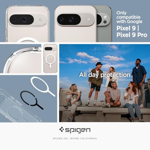 Image of Spigen Ultra Hybrid OneTap Metal Ring MagFit for Google Pixel 9 Pro Case, Pixel 9 Back Cover (2024) - TPU+Poly Carbonate｜White