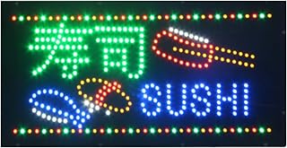 LED Sushi Sign for Business, Super Bright LED Open Sign for Self Service Sushi Restaurant, Electric Advertising Display Board for Japanese Sushi Store Storefront Window Wall Decor. 24" X 12"