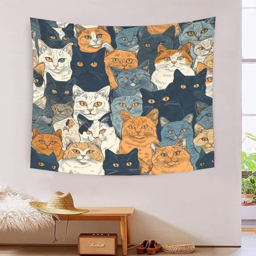Tapiz de pared para salon con estampado de gatos: decora estancias fácilmente