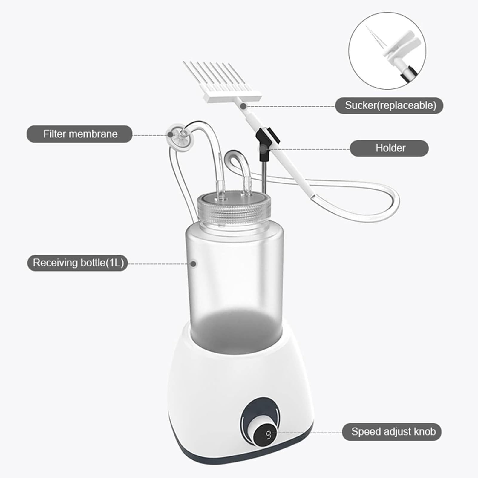 Laboratoryjny recykling odpadów płynnych, 1,6 l, płynny aspirator próżniowy z regulacją 9 prędkości i szybkością pompowania 6 l/1,6 l do badań naukowych