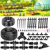 Sulataya 236FT Drip Irrigation System, Automatic Drip Irrigation Kits with 1/2 1/4 Drip Irrigation Tubing for Outdoor Plant, Garden Plant Watering Devices for Yard, Patio, Lawn, Raised Bed, Greenhouse