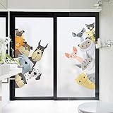 J4U Window Privacy Film Frosted UV Blocking Window Film Cute Cat Dog Decorative Glass Film Window De