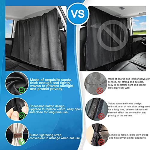 MEEWOO Car Divider Privacy Curtain, Blackout Suede Sun Shade Cover Front & Rear Seat Partition Space Divider Auto Van Truck Interior Accessories for Family Camping Baby Sleeping (Black, Large) by MEEWOO - Used condition - Image 2