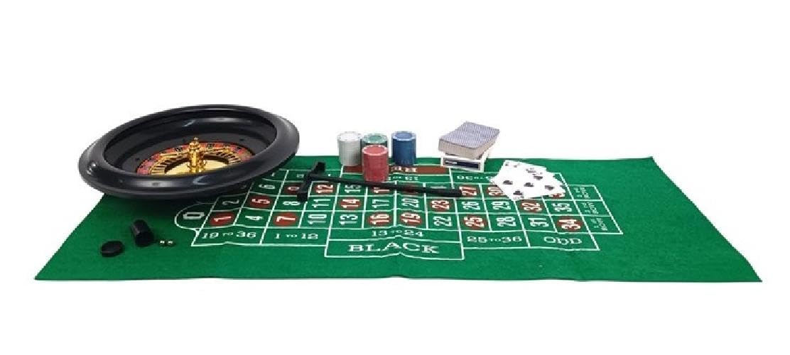 Gioco Roulette da Tavolo grande 40cm Tappeto casino 80x30 con Carte 60 Fiches Gioco per Adulti Set Completo per Giocare a Casa o in Festa