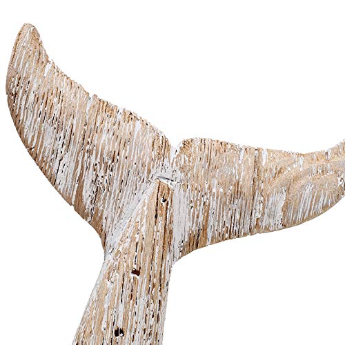K Kilipes Wood Whale Tail Statue Nautical Tabletop Decor Rustic Whale Tail Distressed Wooden Whale Tail Sculpture Fun Beach Ocean Decor 13.6" H #TOP5
