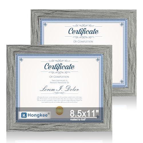 Hongkee 8.5 by 11 Picture Frame Set of 2, Real Glass and Wood Diploma Frame