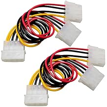 4 Pin Y-Splitter IDE Extension Adapter 2PCS 20cm/7.9inch 4-Pin Molex Male to Dual Female D-Type Power Cables for Computer Hard Disk and Cooling Fan