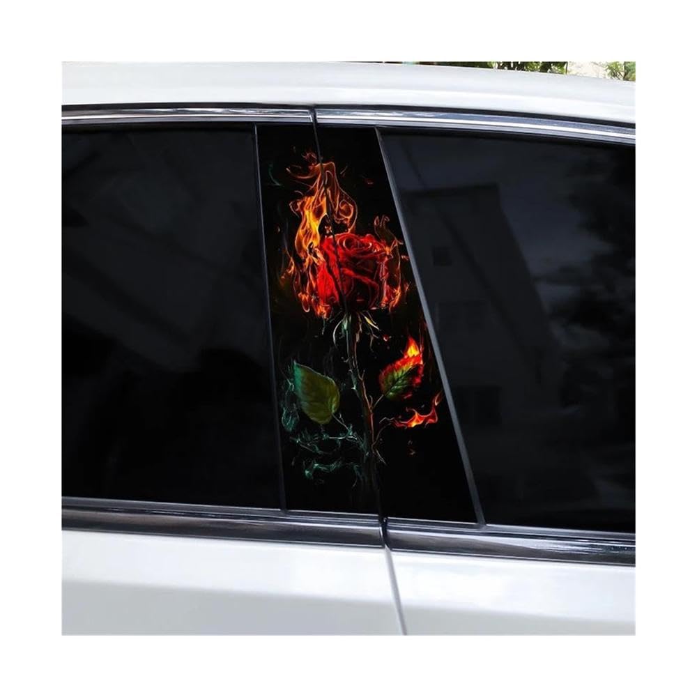 Body Parts 2pcs Flame Rose Car B-Pillar Waterproof Decal(B)