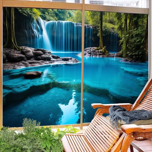 Película adhesiva para ventana efecto vidriera azul 2 piezas miniatura 6