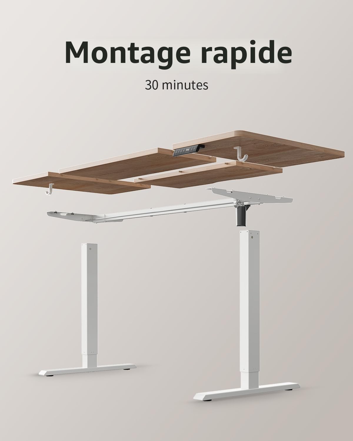 FEZIBO Bureau Assis Debout avec Ports de Charge USB-A et USB-C - 140 x 70 cm - Bureau électrique réglable en Hauteur - Standing Desk- Chêne