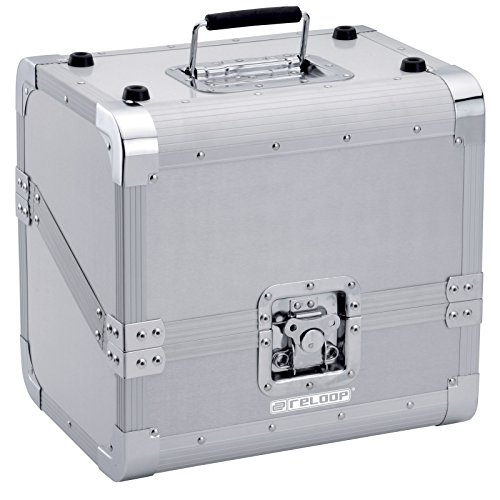 Reloop 80 Record Case Silver - Caja clásica para discos, Construcción robusta de madera revestida de aluminio