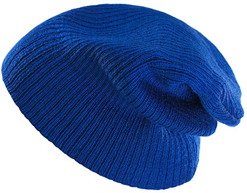 Image of 4sold Unisex Slouch Winter Beanie Hat Plain Beanie Ski Winter Hat Design in UK (Blue)