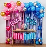 Boy Or Girl Gender Reveal Party Decoration Set,&Balloons Arch Garland Kit(Blue Silver Pink Gold),Foi
