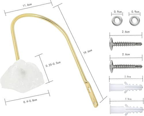 Miniatura 2 de rockcloud Juego de 2 ganchos de cortina de pared en forma de U para cortinas de decoración de hogar y oficina, cristal de roca